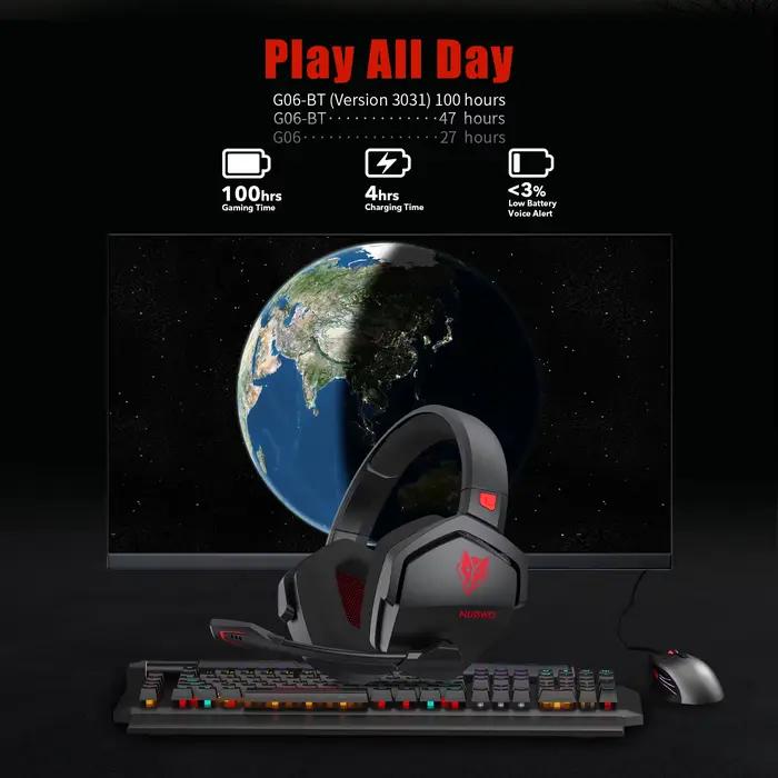 Casque de jeu sans fil NUBWO G06 avec microphone pour PS5