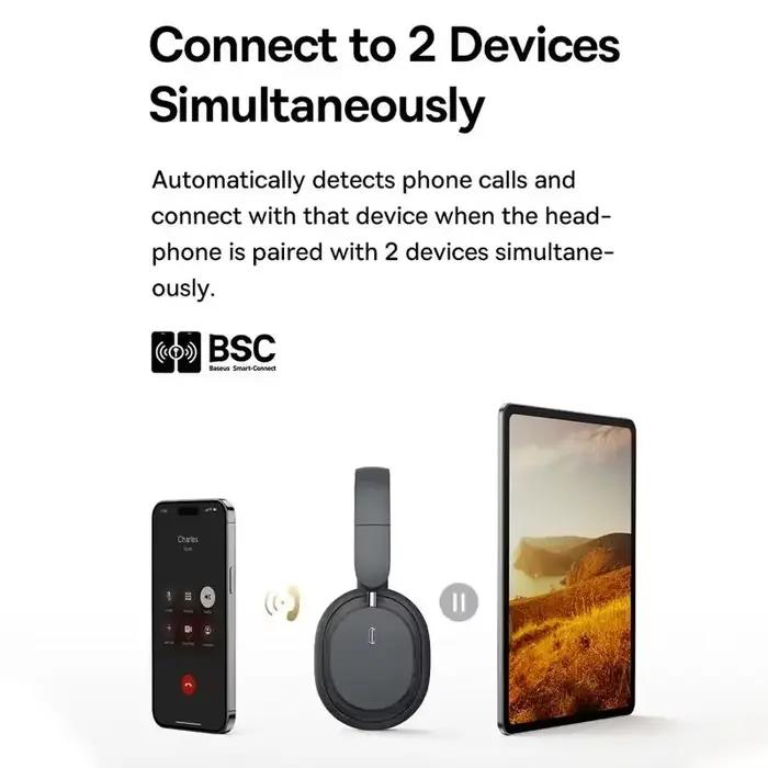 Baseus casque sans fil Bluetooth 5.3 niveau HIFI écouteur 40mm pilote pliable sur l'oreille casques 70H Playtime Audio spatial