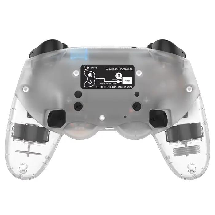 Manette de jeu sans fil transparente pour Switch/PC/iOS/Android avec Macro