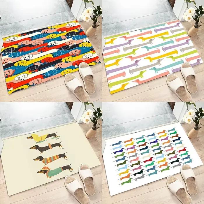 Tapis non ald à motif de chien mignon pour la décoration de la maison, la cuisine, le salon, la décoration de Noël, le sol, le teckel