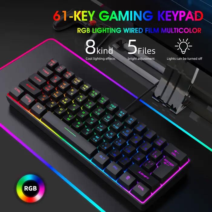 Clavier russe anglais éclairage RVB 61 touches disposition 60%