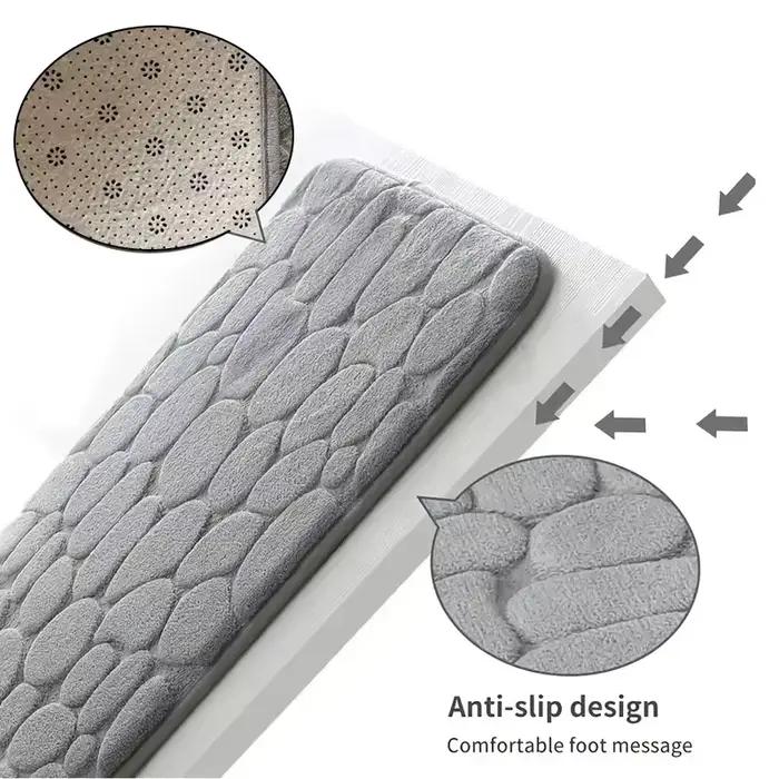 Tapis en velours gaufré en mousse à mémoire de forme, 1 pièce, antidérapant, pour salle de bain, salon, tapis de sol pavé, ameublement de maison