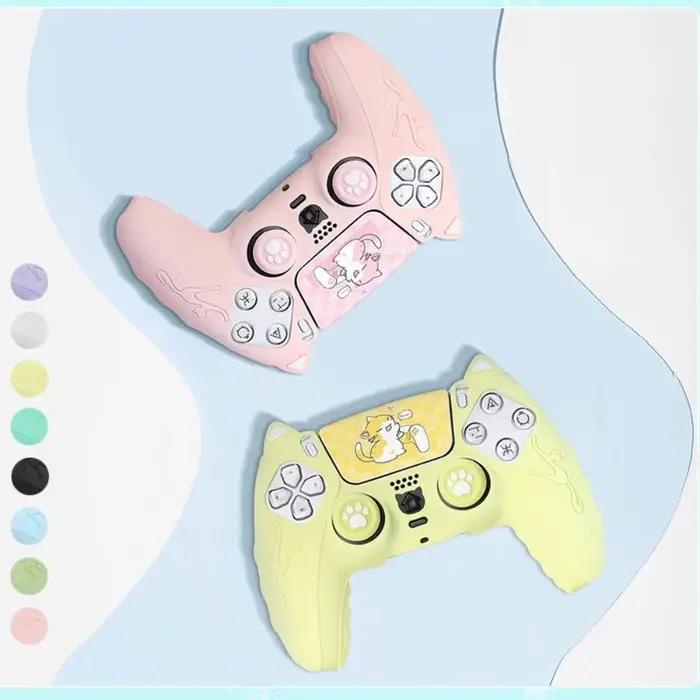 Ensemble de housses de contrôleur en Silicone patte de chat avec autocollant