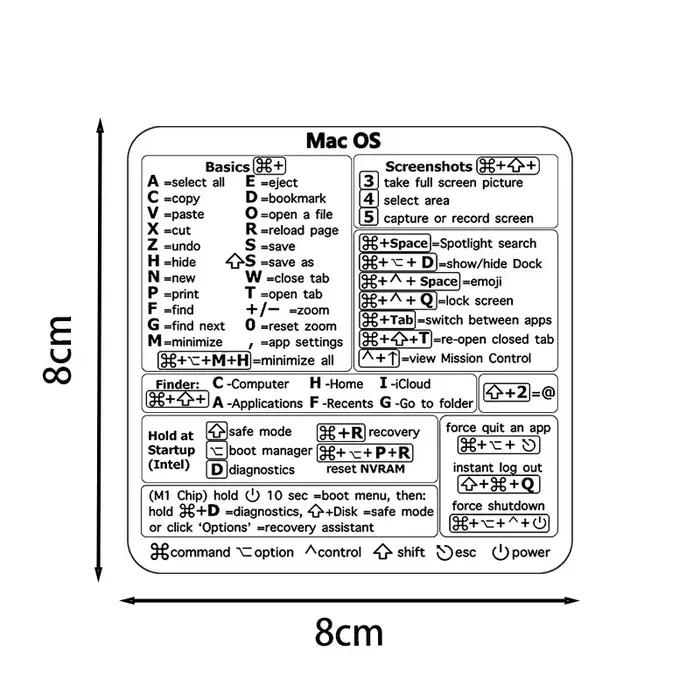 Autocollants de raccourcis Q pour clavier MacBook Pro/Air - Transparent/Noir