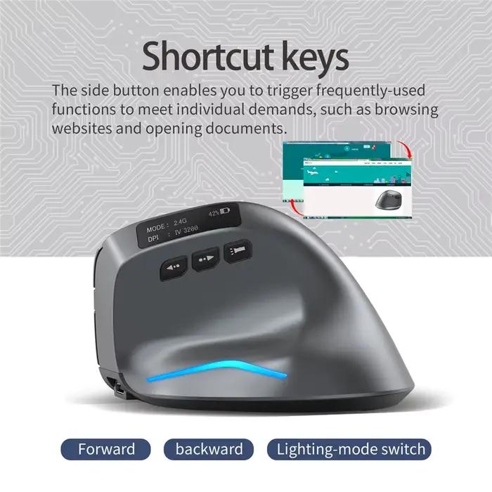 Souris verticale sans fil Bluetooth avec écran OLED