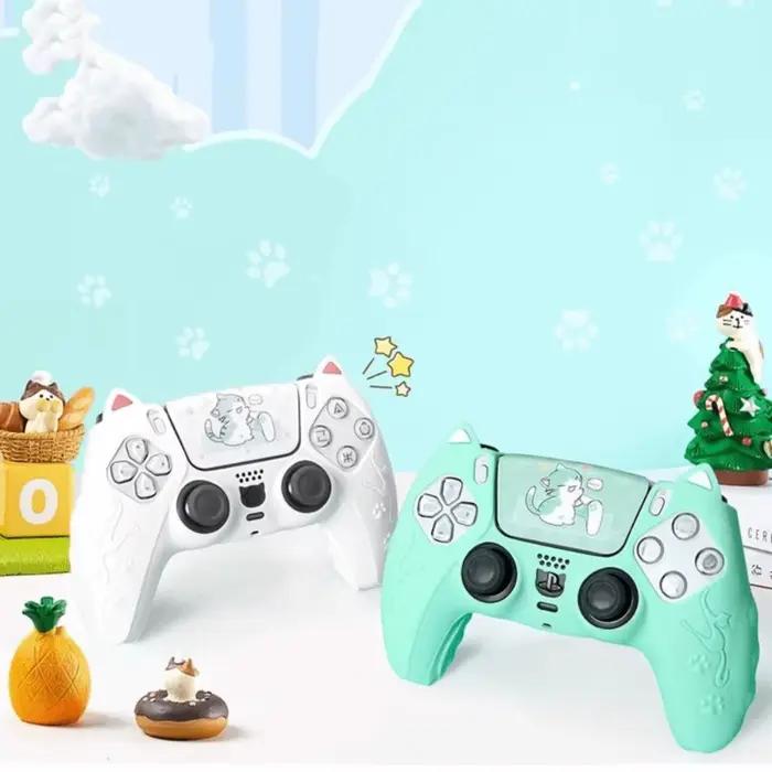 Ensemble de coques de manette en silicone Patte de chat avec capuchons de pouce
