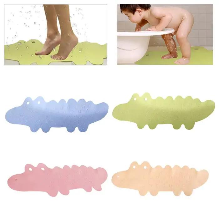 Polymères de bain en crocodile de dessin animé mignon pour enfants, longue douche environnementale, ventouse coordonnante, coussin de baignoire, produit chaud