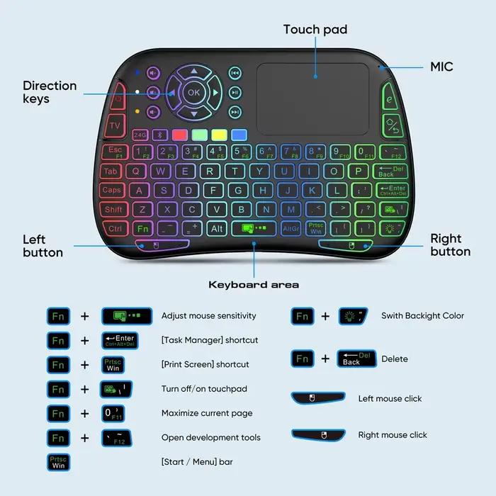Mini clavier sans fil double Mode 2.4G BT