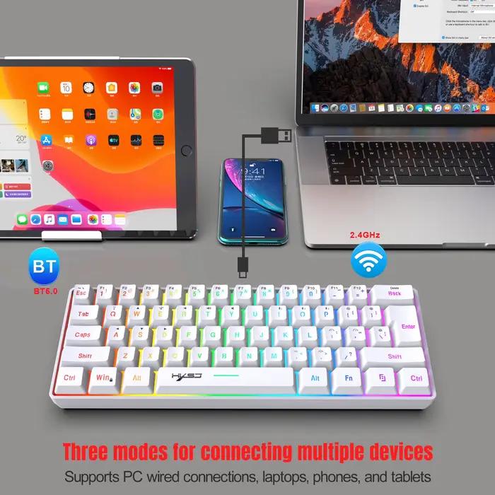 HXSJ L500 clavier de jeu sans fil filaire Tri mode 60% rvb