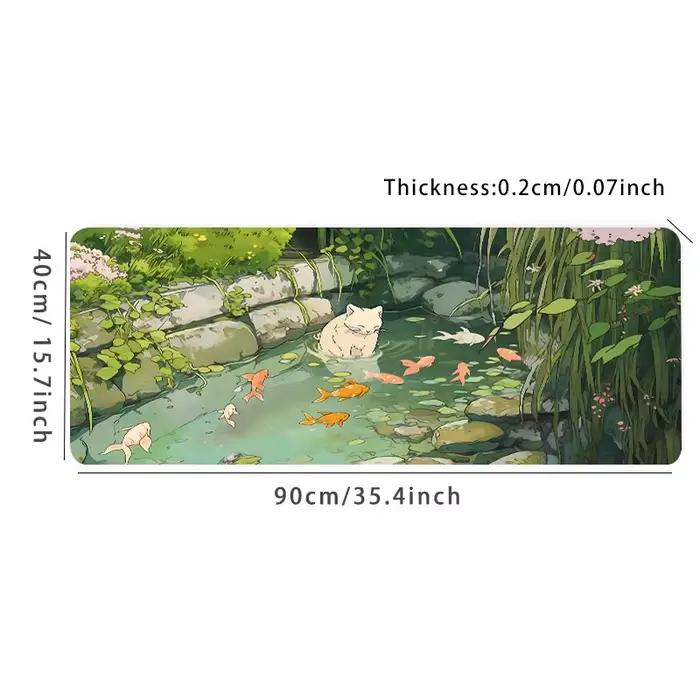 Tapis de souris chat poisson dessin animé mignon
