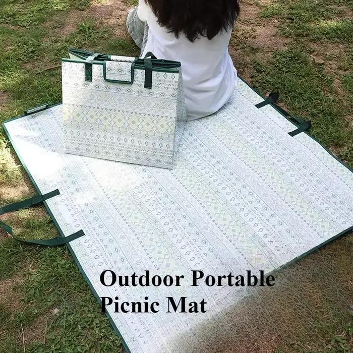 Tapis de pique-nique pliable avec sac de rangement, imperméable, anti-sable, couverture portable pour l'extérieur, tapis de sol pour la plage, le camping et les voyages