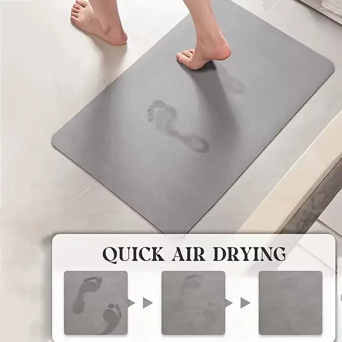 Tapis de salle de bain carré avec imprimé en terre de diatomées, tapis de toilette absorbant pour la maison, tapis d'entrée