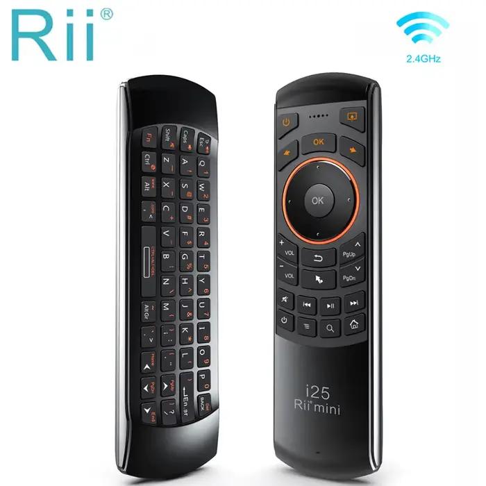 Rii Mini i25 HE/RU/US/AR/FR clavier sans fil Air Mouse télécommande avec clé Programmable pour Smart TV Android TV Box Fire TV