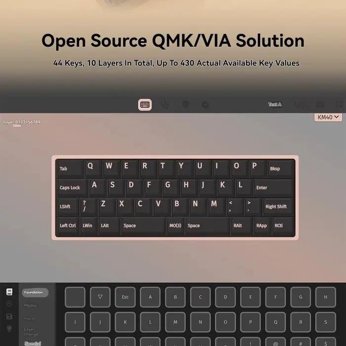 MMD KM40 clavier mécanique sans fil Tri-mode joint torique échangeable à chaud concepteur personnalisé 40% aluminium