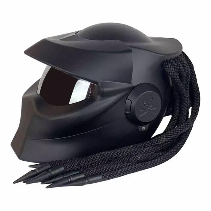 Casque de motard intégral anti-chute, équipement de moto, protection respirante, masque de motocross, 256 dreadlocks noirs, usure à degrés