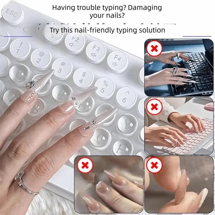 Autocollants de clavier en silicone transparent avec lettres magnifiées pour ongles longs