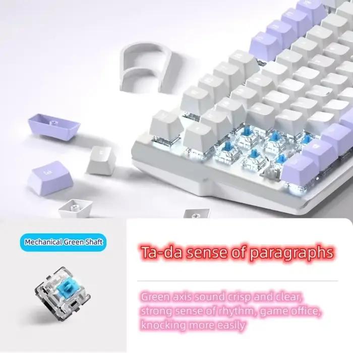 Clavier mécanique filaire blanc-bleu/blanc-violet