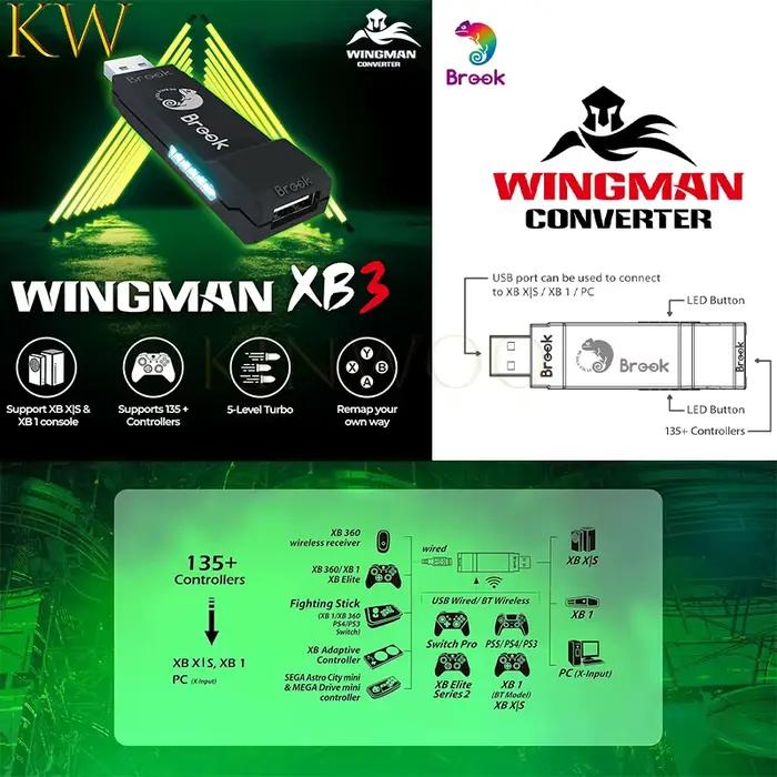 Convertisseur Brook Wingman XB3 pour Xbox One/Xbox Series X | Adaptateur de contrôleur Hitbox pour bâton de combat d'arcade filaire pour console S/PC