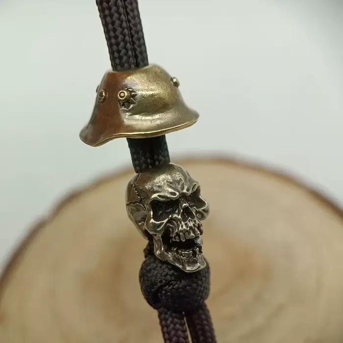 Perles en laiton pour casque de soldat, perles en paracorde, perles pour couteau, accessoires EDC, punk outdoor, bracelets DIY, pendentifs pour lanières tressées