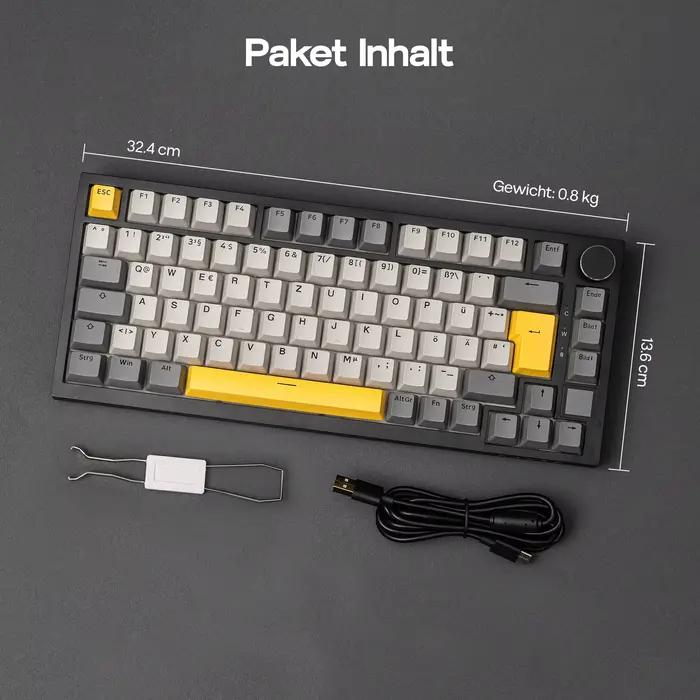 Clavier mécanique AJAZZ AK820 PRO 75% QWERTZ avec disposition allemande ISO-DE
