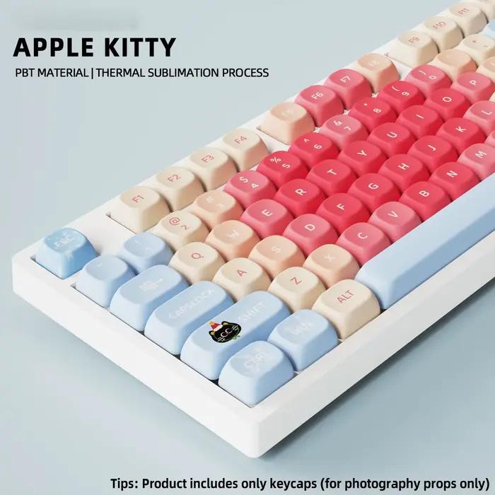 Capuchons de touches mignons thème chat pomme rouge pour claviers mécaniques