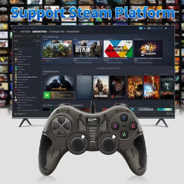 Contrôleur de jeu filaire avec 360 ° Manette 3D pour PS3/PS2/PS1/Steam/console de jeu/TV/ordinateur portable