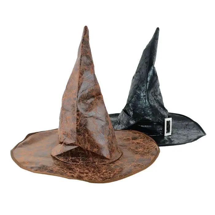 Chapeau de Sorcière en Cuir pour Halloween, Accessoire de Costume de Cosplay, Casquette de Décoration pour Enfant et Adulte