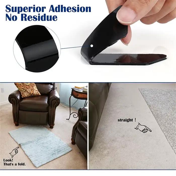 Ruban Adhésif Antidérapant pour Tapis de Sol, Autocollant pour Coins, Coussinets pour Salle de Bain, Salon, 3m
