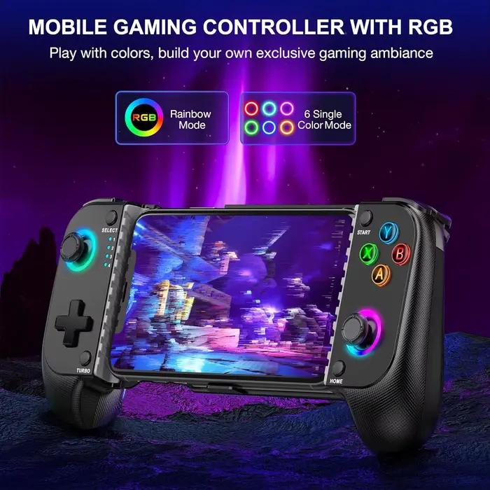 Manette de jeu sans fil 7009F pour iOS/Android avec joystick à effet Hall et éclairage RGB