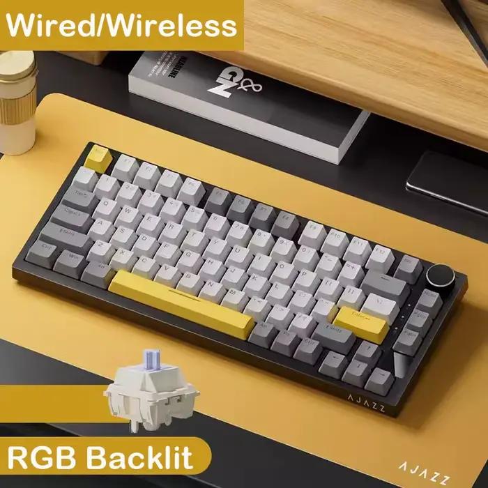 AJAZZ AK820 Pro clavier de jeu mécanique filaire et sans fil Tri-Mode rvb rétro-éclairé commutateurs remplaçables à