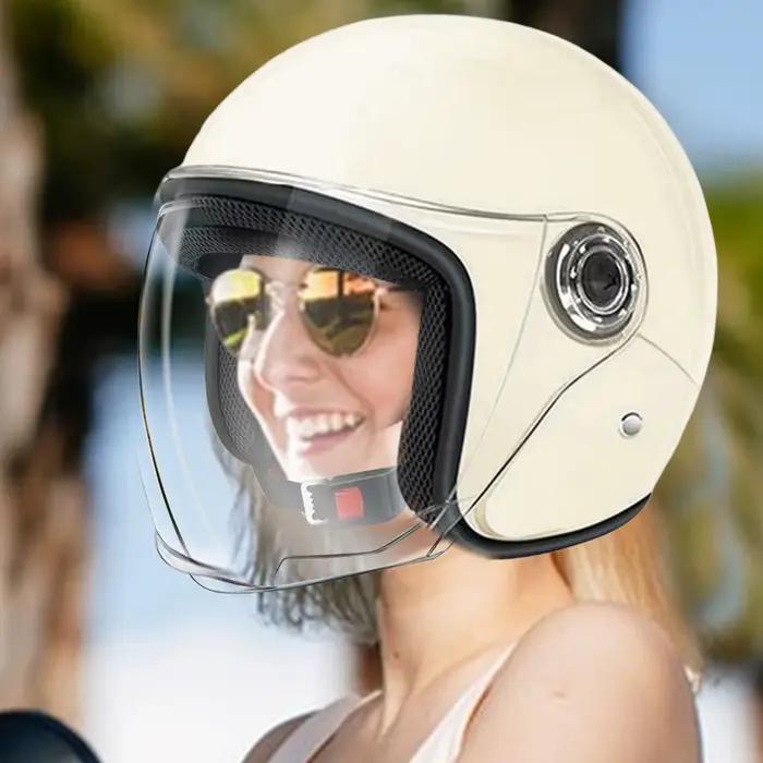 Casque de moto léger, visage ouvert, équipement de protection, couvre-chef respirant avec visière pour hommes et femmes, pour les déplacements
