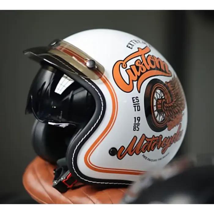 Casque de moto ouvert vintage tendance, unique, rétro 3/4, homologué ECE DOT, toutes saisons