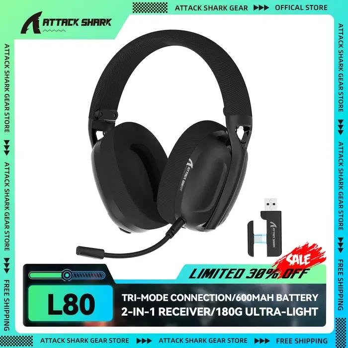 ATTACK SHARK L80 Casque de jeu ultra-léger 180 g