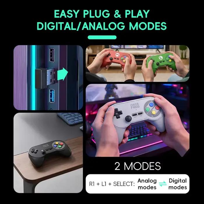 Manette de jeu sans fil rétro Data Frog PC07 avec double récepteur
