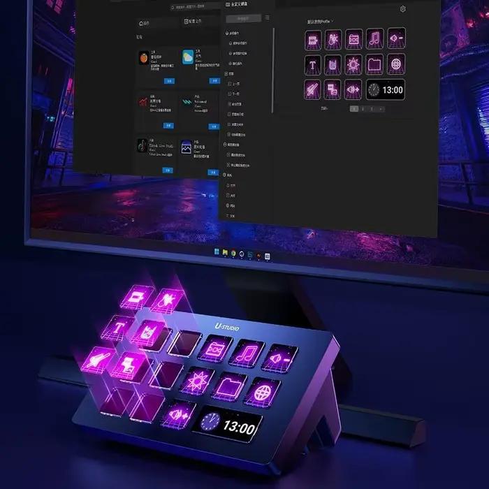 Clavier Stream Deck D200 D200H avec 13 touches LCD personnalisables pour les propriétaires de plateformes de jeu afin de créer du contenu en direct pour le bureau