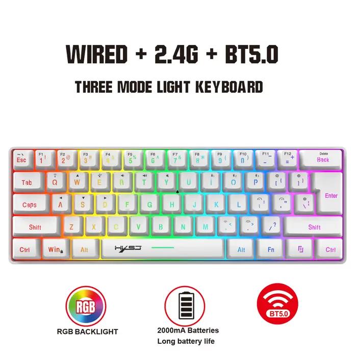 HXSJ L500 clavier de jeu sans fil filaire Tri mode 60% rvb