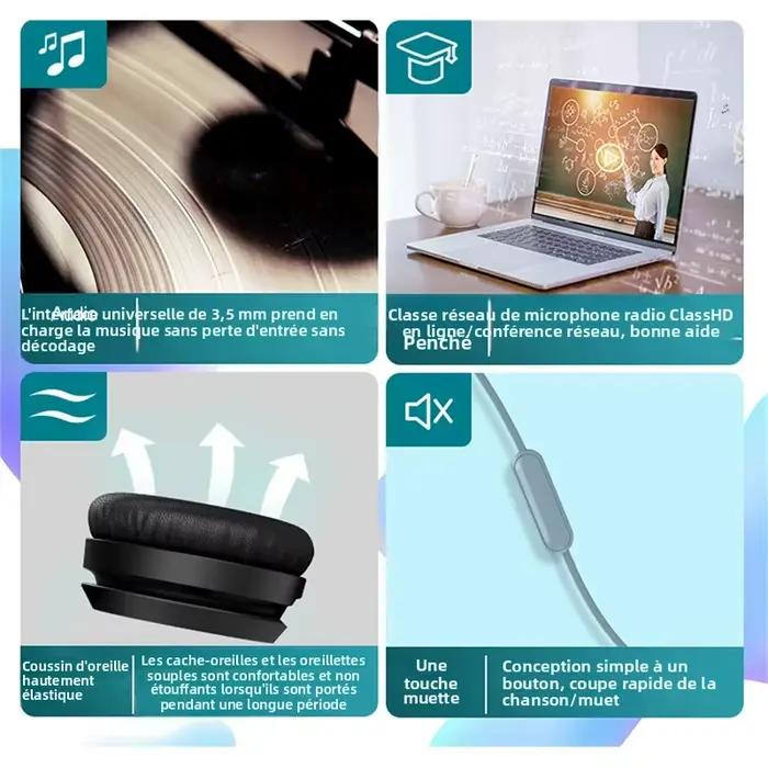 Philips TAH4105 filaire 3.5mm écouteur de jeu HiFi stéréo pliant pratique casque cours en ligne éducation apprentissage