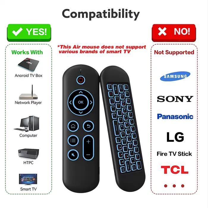 MRSVI Air Mouse télécommande M5 sans fil 2.4G et Bluetooth avec clavier Gyroscope rétroéclairé 7 couleurs pour Smart