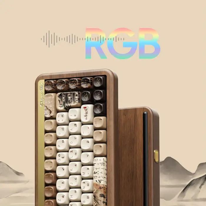 Akko MU01 Mountain Seclusion clavier mécanique en bois disposition ISO-UK/DE rvb échange à chaud BT/2.4G