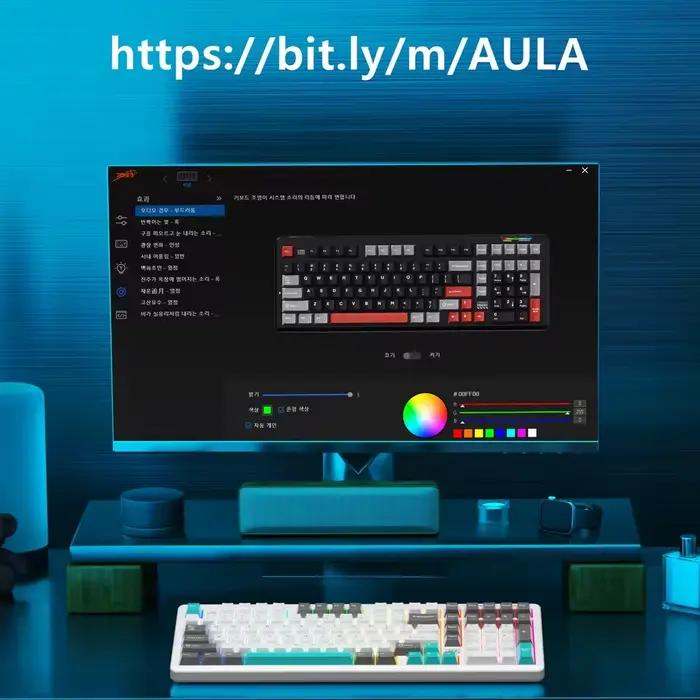 AULA × LINGBAO K98 clavier mécanique sans fil lettres coréennes personnalisées capuchons de touches PBT commutateur LEOBOG remplaçable à chaud disposition 90%