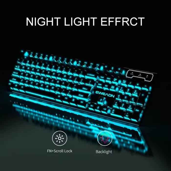 EWEADN Clavier de jeu mécanique filaire 104 touches rétroéclairage rvb