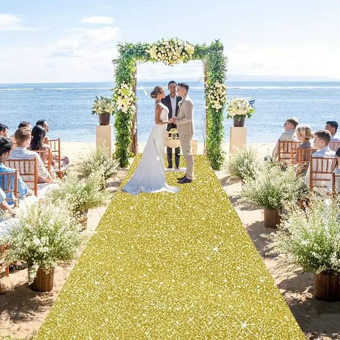 Tapis à paillettes de mariage doré de haute qualité, tapis Long de piste extérieure de Thanksgiving de noël de vacances, grand tapis personnalisé