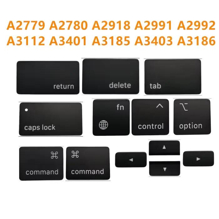 A2918 A2991 A2992 A3112 A3401 A3185 A3403 A3186 touches pour Macbook Pro Caps lock Contrôle Suppression Fn Retour Tab Commande Disposition US