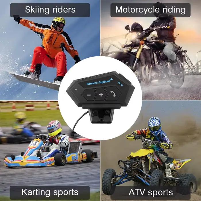 Casque Bluetooth 5.0 pour moto, écouteurs sans fil, haut-parleur stéréo mains libres, lecteur de musique étanche pour moto