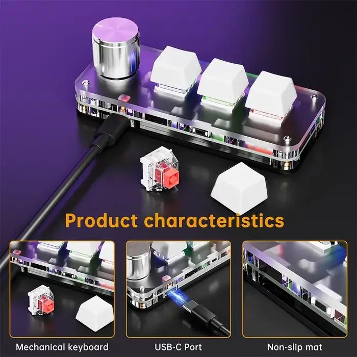3 touches 1 bouton personnaliser clavier 2.4G Bluetooth programmation Macro