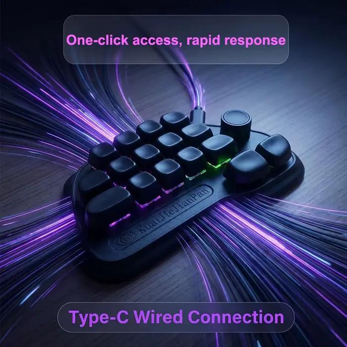 Mini Clavier Multifonctionnel à 17 Touches avec Disposition Standard et 6 Niveaux d'Enregistrement de Macros pour Bureau et Portable Occasions Spéciales