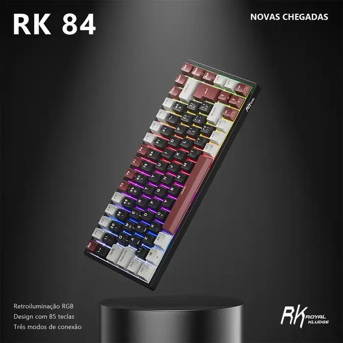 RK Royal Kludge RK84 clavier de jeu mécanique brésilien 84 touches rvb Tri-Mode BT5.0/2.4G/claviers sans fil filaires remplaçables à chaud