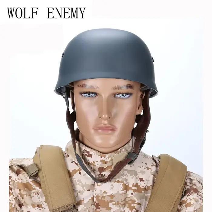 Casque de parachutiste gris avec doublure en cuir, casque en acier de la seconde guerre mondiale, Fallschirmjager M38, M38