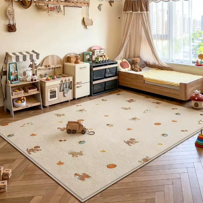 Tapis de décoration pour salon de grande surface, tapis moelleux et doux pour chambre à coucher, tapis épais en peluche pour salon, tapis lavable pour chambre d'enfant