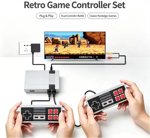 Manette de jeu à 4 boutons pour consoles de jeux vidéo rétro 8 bits
